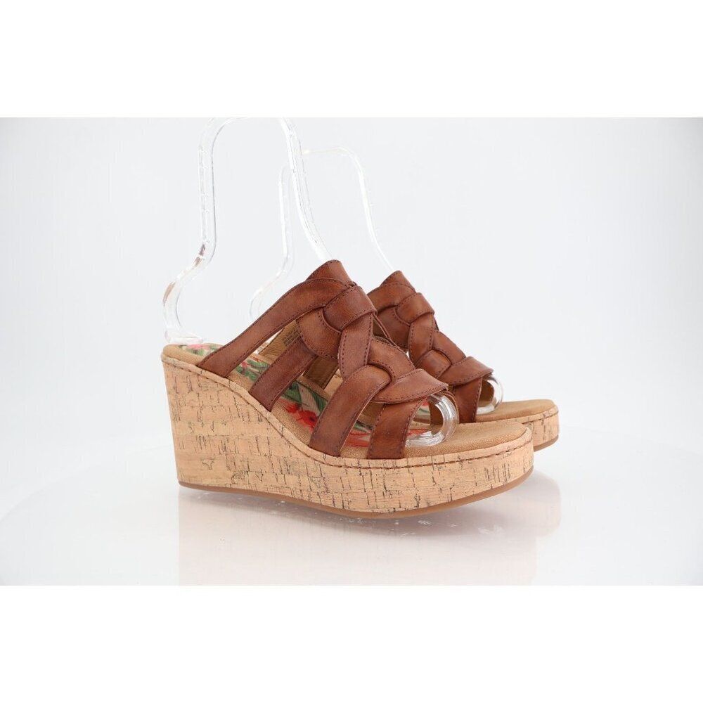 Born Womens Cora Sandal Size 10 Brown Faux Leather Wedge Platform Mule Y2K Shoe